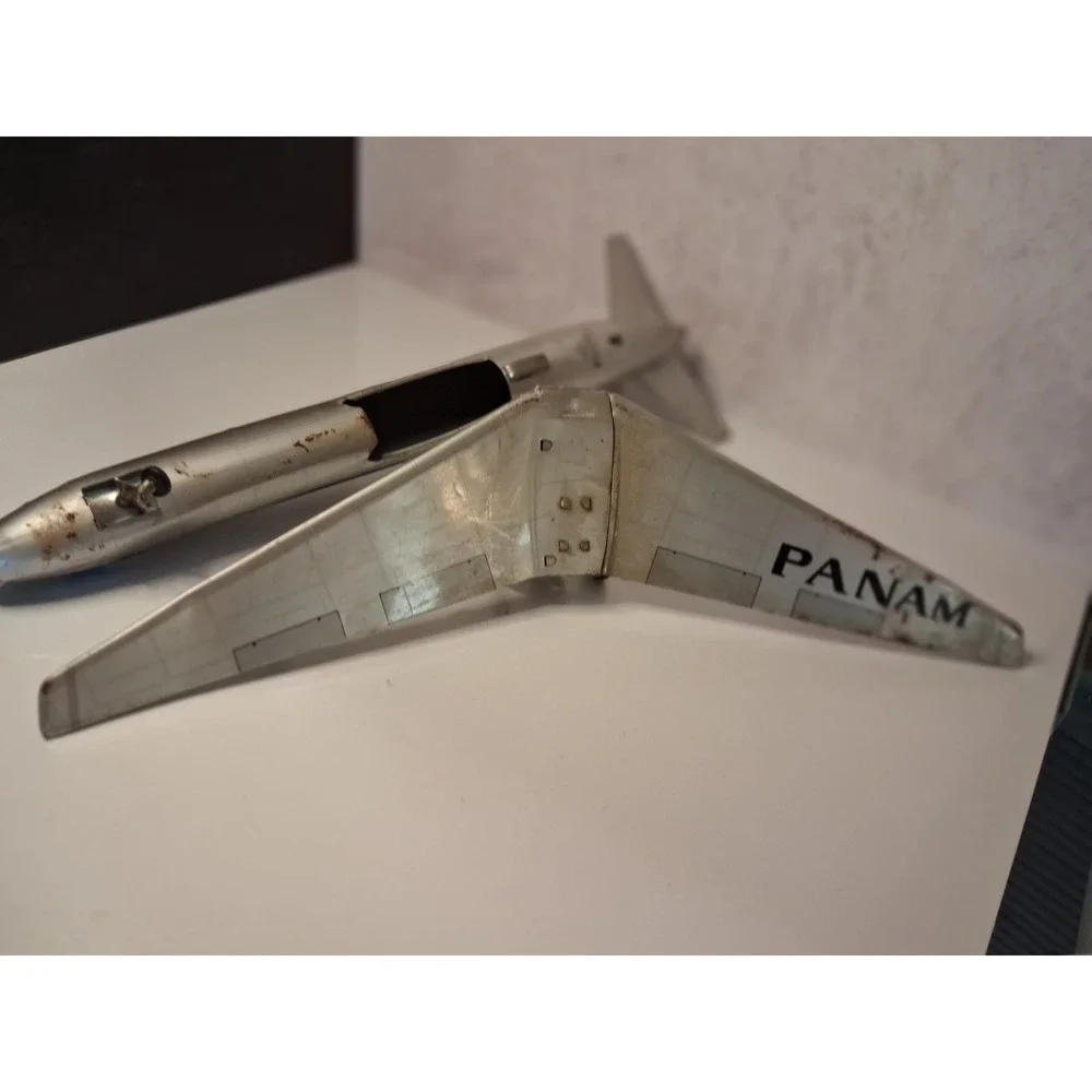 Vintage 1960s Pan Am Boeing 707 Tin Litho Friction Toy Airplane Japan 15-18